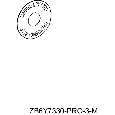 Schneider Electric XB6 Circular legend, "EMERGENCY STOP", yellow, 45mm dia.